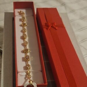 Elegant Gold and Pink Gemstone Bracelet